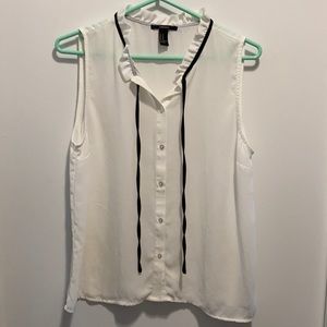 White Top with Black Neck Tie